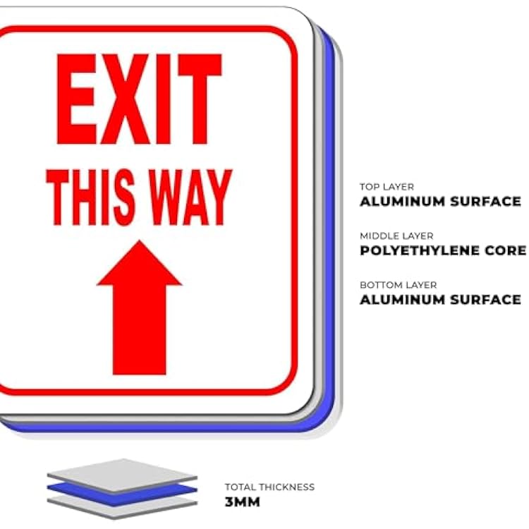 Exit This Way - Left Arrow Sign - Direction for Exit Sign, Aluminum Signs For Business - Bar Signage, Coffee Shop - Retail Store Signage - Indoor Outdoor Aluminum Signs - 8.5 X 10