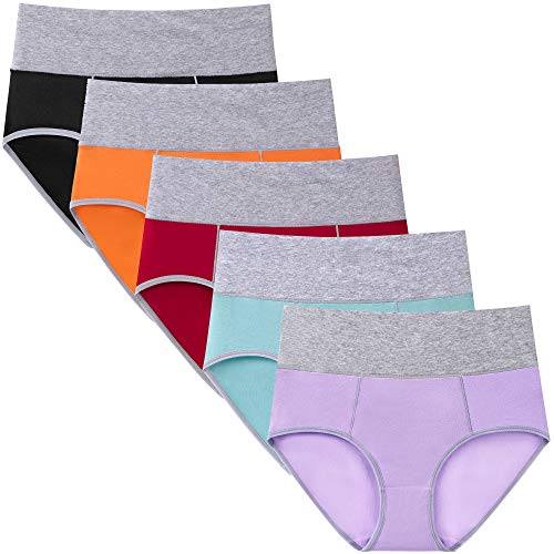 Image of Womens Underwear,Cotton Mid Waist No Muffin Top Full Coverage Brief Ladies Panties Lingerie Undergarments for Women Multipack