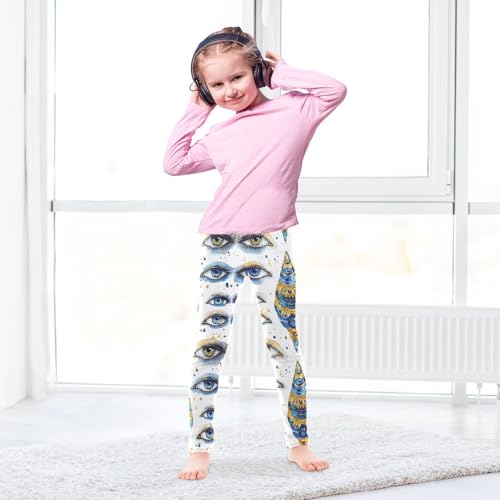 Pyramid Watercolor Egyptian Evil Eye Girls Leggings Kids Yoga Pants Dance Active Tights 4T4