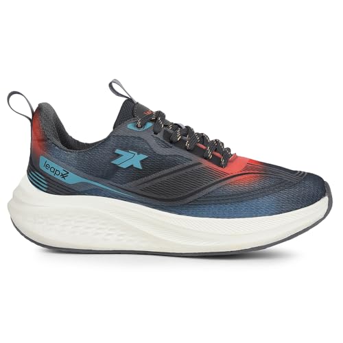 Image of Liberty Leap7x BESTIO-1E Lacing Sports Running Shoes for Men - Grey & Dark Grey | Comfortable and Durable Lace-Up Closure - Suitable for Lacing Walking, Gym, Jogging Shoes for Gents, Cushioned Footbed
