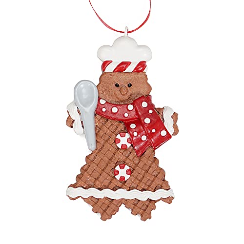 HYFAN Estatua de hombre de jengibre pequeña escultura colgante ornamento personalizado para personas árbol de Navidad, hogar, oficina, interior, jardín, decoración con cuerda (cocina con cuchara) Cover