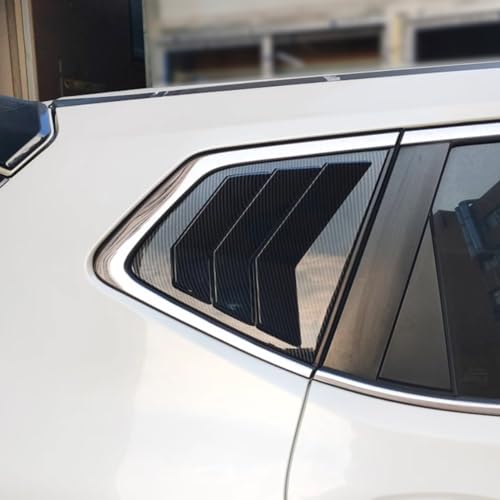 JIEOSDIN Car Accessories Rear Window Louvers Shutter Cover Trim Compatible with Nissan New Rogue 2021 2022 2023 2024 2025 2026 (Carbon Fiber Style) 2PCS ABS