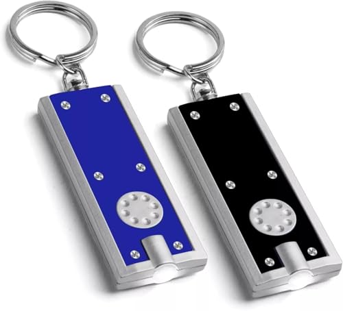 2-Pack Mini LED Keychain Flashlights | Compact and Bright Pocket Torch with Key Chain & Built-in Batteries | Keyring Mini Torch LED Light for Camping Outdoor Adventures, Emergencies & Everyday Use