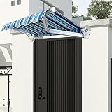 Manual Retractable Awning, Awning for Patio, Sunshade Shelter with Crank Handle, Aluminum Frame, Porch Shades for Outdoor House Deck Dark(13.1x9.8FT)