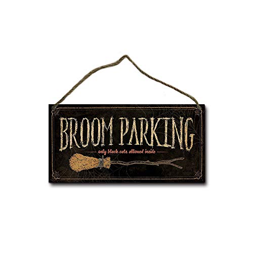 ELETINA Broom Parking Retro Vintage Wood Plaque Bar Sign Country