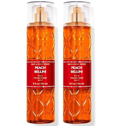 Bath & Body Works Peach Bellin Fine Fragrance Body Mist Gift Set 8 oz Pack Lot of 2 (Peach Belln)