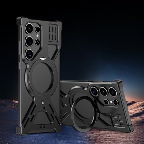 Coque en métal noir Samsung S25 Ultra pare-chocs magnétique au design épuré