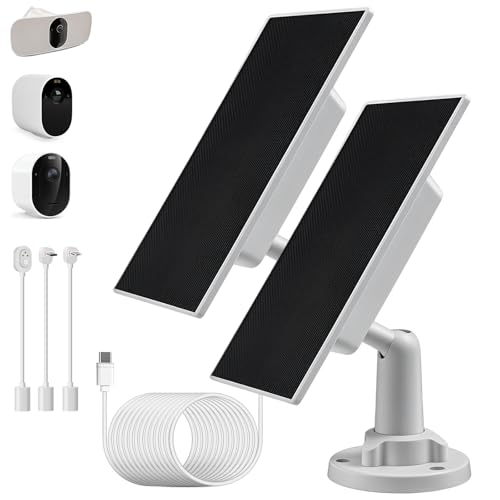 Image of 2 Pack Solar Panel Charger for Arlo Pro 6/6XL/5S/4/3/2, Essential Series, Ultra Series, Go2, Wireless Floodlight Cameras, Energy Buffer for Continuous Charge, ETFE Weatherproof Outdoor Use