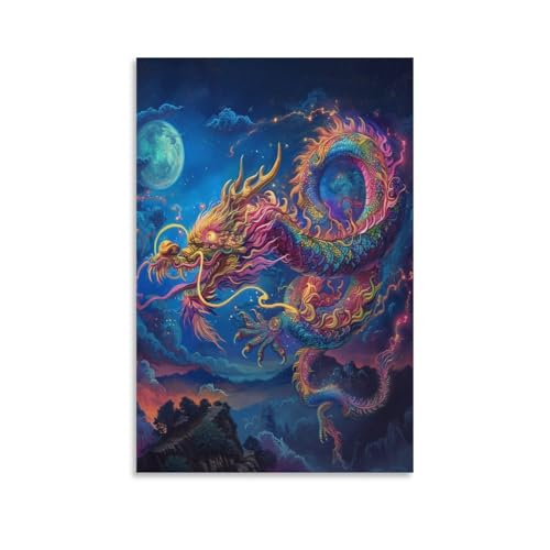 Dragon impression sur toile pour habiller un mur vide de couloir ou chambre