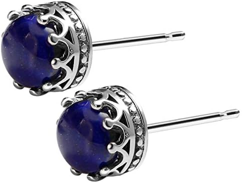 Jeweboo 925 Sterling Silver Crown Earrings with Gemstone Healing Crystals and Gemstones Crystal Studs Jewelry Gift