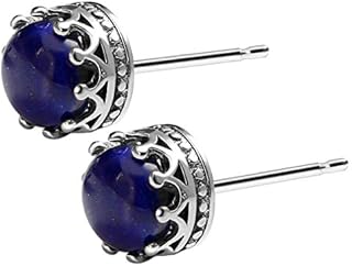Jeweboo 925 Sterling Silver Crown Earrings with Gemstone Healing Crystals and Gemstones Crystal Studs Jewelry Gift