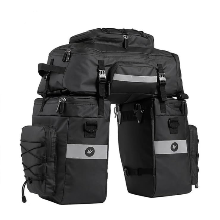 3-in-1 Fahrradtasche Multifunktional Wasserdicht Fahrradtaschen für Gepäckträger Hohe Kapazität Fahrrad Taschen Hinten Gepäckträger, Rucksack und Umhängetasche mit Regenschutz