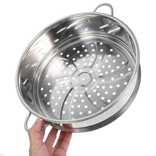 Kichvoe 10 Inch Stainless Steel Steamer Basket for Vegetable Seafood Dumplings Dim Sum Cooking with Even Heat and Quick Drain