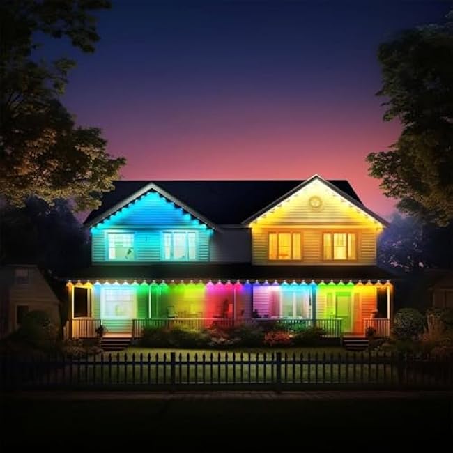 Permanent Outdoor Lights Pro, 50ft RGB-IC LED Eaves Lights, IP67 Waterproof with Smart App&Remote Control,for Christmas,Party, Daily, Halloween and All Holiday Decor