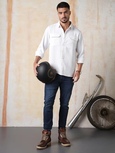 Image of High Star Men's Full Sleeve Double Pocket Shirt | Stylish Casual Shirt for Men | Trendy & Comfortable