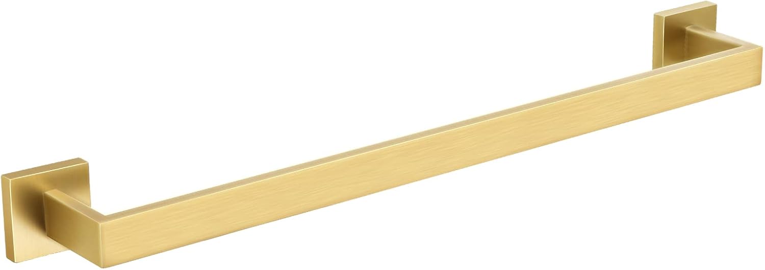 TQKAG Single Towel Bar Brushed Gold 23.6 Inch Bathroom Towel Holder Rail Stainless Steel Wall Mounted Bath Towel Hanger.