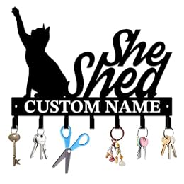 peanut case Personalized She Shed Keys Hooks,Custom Name Metal She Shed Art Keys Hooks,Metal She Shed Lover Wall Home Storage Decorative Keys Hooks,Key Holder Hooks for Wall (Style J)