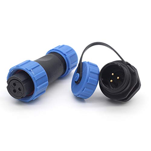 Szjelen Sp13 2Pin/3Pin/4Pin/5Pin/6Pin/7Pin/ 9Pin Waterproof Connectors Plug And Socket,Power Cable Connector (3Pin, Panel Mount-Plug(Female)&Socket(Male)) #TOP1