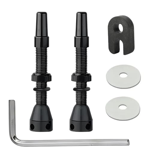 Saipor 2 Stück 44mm Presta Tubeless Ventile, Aluminium-Legierung Fahrrad tubeless ventil mit Ventileinsatzentferner und Ventilschutzkappen für Tubeless-Reifen Rennrad MTB