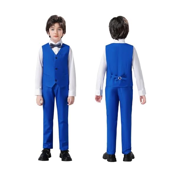 Boy's Formal Suit 7 Piece Slim Fit Tuxedo for Kids Teen Boys Jacket Vest and Pants Set for Wedding with Bow Tie Suspenders - Image 3
