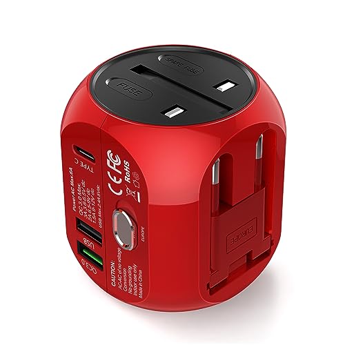 Adaptateur de Voyage Universel avec QC3.0 Charge Rapide 2 Ports USB 3.0 et 1 Interface de Type C...