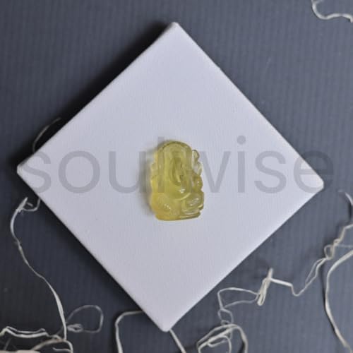 Image of SOULWISE Yellow Topaz Ganesha Idol 4 cm Gemstone Ganesh Statue for Home Temple Decor Vastu Spiritual Idol for Prosperity Success Office Desk Puja Gift