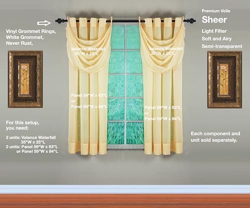Image of Today's Curtain, Emelia Grommet Sheer Panel 63 inch Gold, 59 inch W x 63 inch L