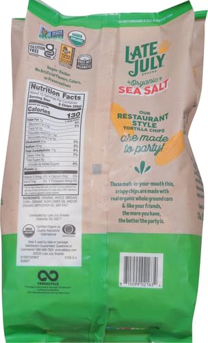 Image of Late July Restaurant Style Sea Salt Tortilla Chips, Bag 10.1 Ounce (Pack of 9)