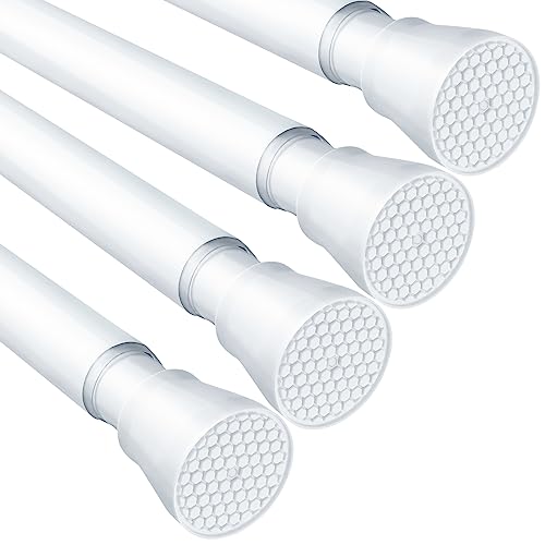 Image of 4 Pack White Tension Curtain Rod for Windows 28 to 48 inch, Adjustable Expandable Pressure Spring Curtain Rod No Drilling, 7 /8 inch Curtain Rod for Bedroom Doorway Closet Door