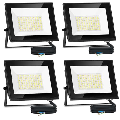 Aigostar Foco LED Exterior 50w 4500LM, Foco Proyectore LED Exterior Impermeable IP65,6500K Blanco Frío para Garaje Jardín Patio Parque.4 pcs