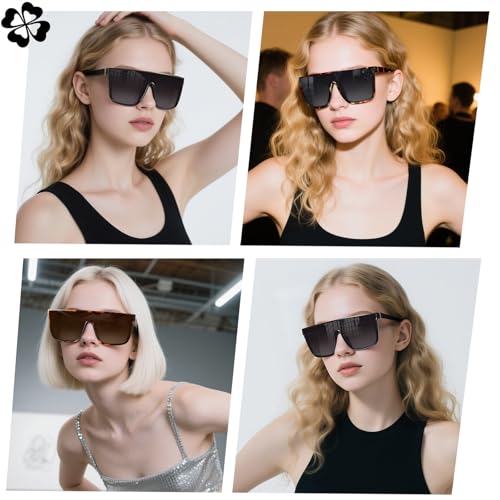 KUGUAOK Vintage Oversized Square Sunglasses for Women Big Large Frame Shades Goggle Siamese Lens UV Protection Sun Glasses3