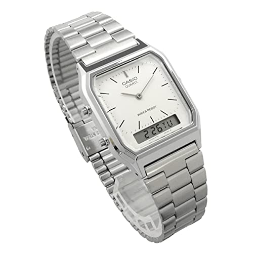 Image of Casio AQ-230A-7D /AQ230A-7D Analog Digital Metal Belt Silver Dial Unisex Watch
