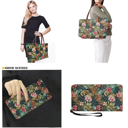 2 PCS Work Bag and Wallet Set for Women Portable Satchel Handbags Shoulder Bag with Money Organizers for Shopping2