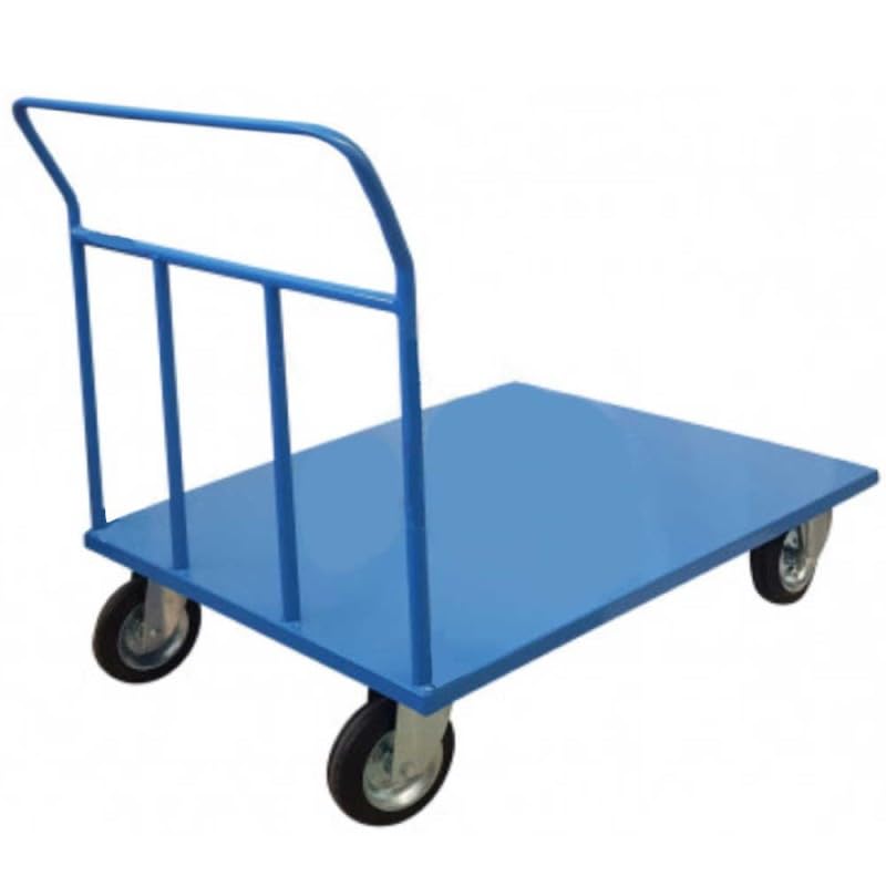 Carrello pianale sponda fissa cm.150x100xh93 a 4 ruote piene kg800 trasporto cartoni sacchi documenti in magazzini uffici 16FS4
