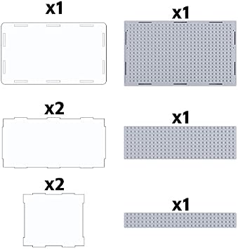 4 Pack Display Case for Minifigure Action Figures Blocks, Acrylic Minifigure Display Case Box Storage with 3 Movable Steps (Black+Gray)