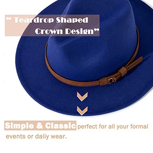 Image of Lisianthus Men & Women Vintage Wide Brim Fedora Hat | Classic Belt Buckle Decor, Adjustable Drawstring, Inner Breathable Sweatband, Timeless Style, Ideal for Travel & Daily