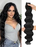 26 inch Long Black Hair Extensions Sew in Weft Body Wave Bundles Synthetic Hair Weave