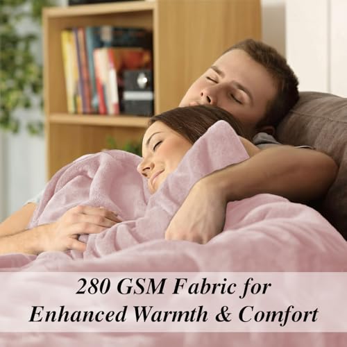 Image of Cloth Fusion Nimbus 280 GSM Fleece Blanket, Blush Pink, Single 58x86 inches | Double-Brushed Both Sides, Anti-Pilling Weave, Colour-Lock Dye, Reinforced Stitching, Machine Washable