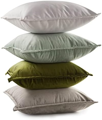 Tayis Velvet Cushion Covers 45 x 45 cm Set of 4 Soft Decorative Square Pillow Covers Washable Dirt Resistant Throw Pillow Cases for Sofa Couch Living Room Bedroom 18x18 Inches - Camel Brown