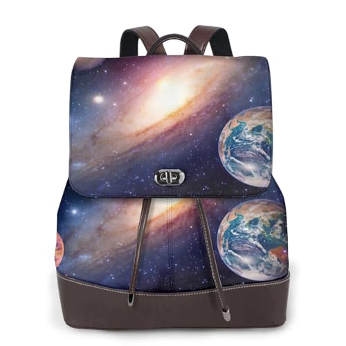 Sac à dos en cuir EdWal au design galaxie exclusive pour femme active et ordinateur portable