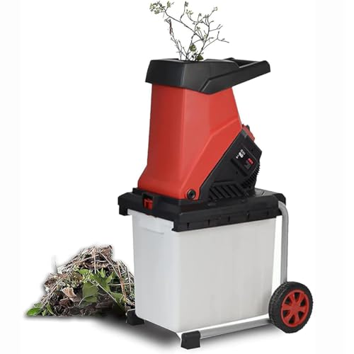 HLGKBY Electric Garden Shredder, 2500W Powerful Electric Wood Chipper, with 50L Collection Box and Transport Wheel, Max.40mm Cutting Diameter, for Leaves, Branches, Grass
