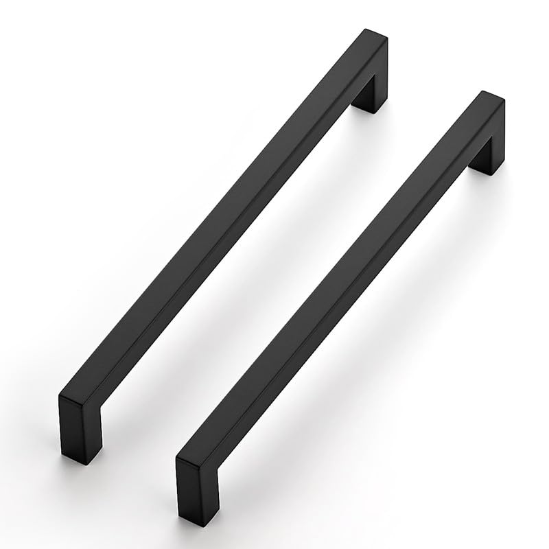 Ravinte 5 Stück Schrankgriffe 224mm Möbelgriffe Schwarz Griffe für Küchenschränke Schrankgriffe Quadratischer Griffe Möbel Rostfreier Edelstahl Türgriffef für Küchengriffe