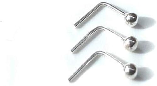 3 X 2mm Sterling Silver Ball L Shape 