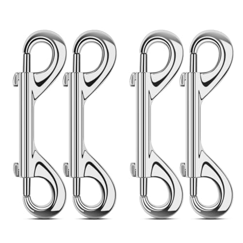 ERKOON 3.5 inch Double Ended snap Hooks,110lbs Metal Clips Load Capacity Zinc Alloy Double Sided Clips Heavy Duty Trigger Snap for Dogs Leashes/Water Bucket/Horse Feed/Hammocks Bolt snap (4)