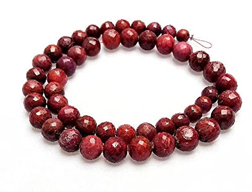 Rubis facetté rond LKBEADS perles naturelles 5mm 8mm fil 14 pouces E0087