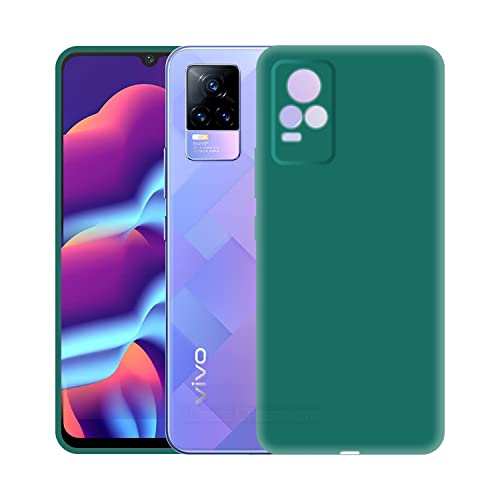 Image of Case Creation Liquid TPU Silicone Cover for Vivo V21 Soft Case,Anti-Dirty Slim Case Frosted Matte Cute Candy TPU Raised Bezel (Splash of Color) Back Case Cover for VivoV21 -Lake Green