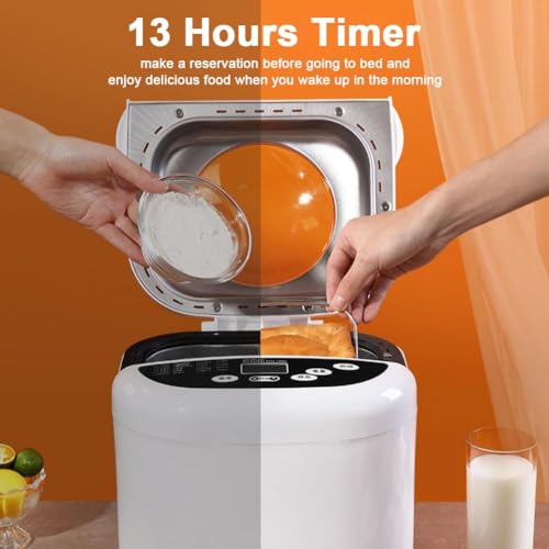 Automatischer Brotbackautomat für den Haushalt, multifunktionale Kuchenmaschine, programmierbarer Brotbackautomat mit 19 Voreinstellungen und 13-Stunden-Timer, mit LCD-Display für Kuchen, Pizzateig, B – Bild 4