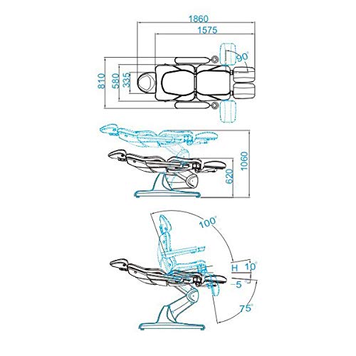 Activeshop POLTRONA/lettino COSMETICA ELETTRICA AZZURRO 870S 3 SILN.