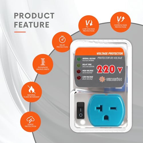 Heavy-Duty 20A 4400W Surge Protector for Appliances, Smart Circuit Plug with Outlet Saver & Power Strip for Refrigerator, Air Conditioner, High-Power Devices, Overload & Voltage Protection 140 Joule