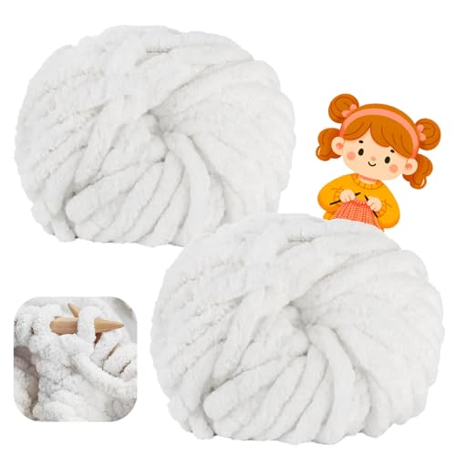Lana Gruesa para Tejer a Mano 500 g (250 g x 2) aprox. 54 m, Chunky Yarn XXL Lana Gorda para Alfombras, Manta, Sombrero, Bufanda (34)